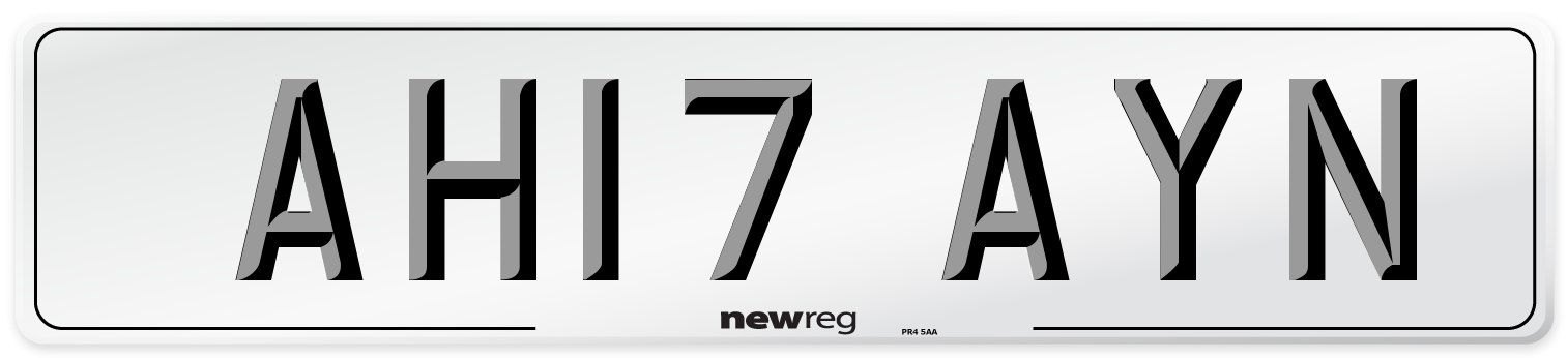 AH17 AYN Number Plate from New Reg
